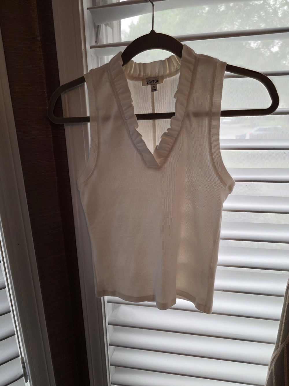 White Ruffle V-Neck Sleeveless Top